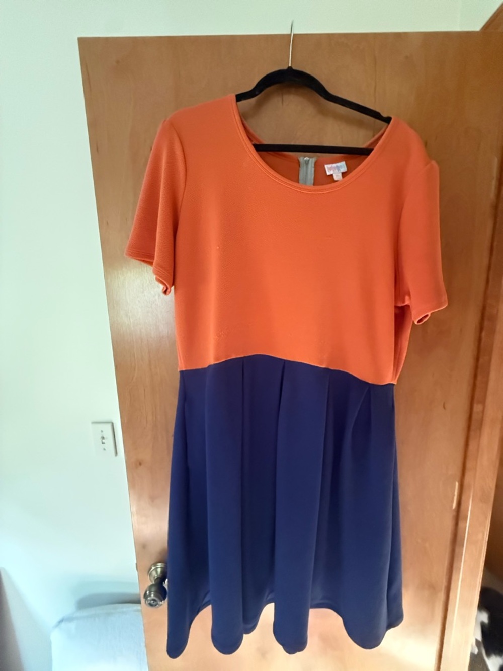 LuLaRoe Orange and Blue Colorblock Mini Dress